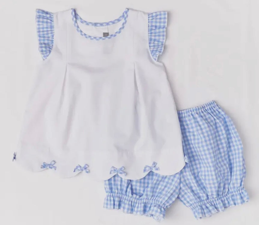 Blue and White Gingham Set